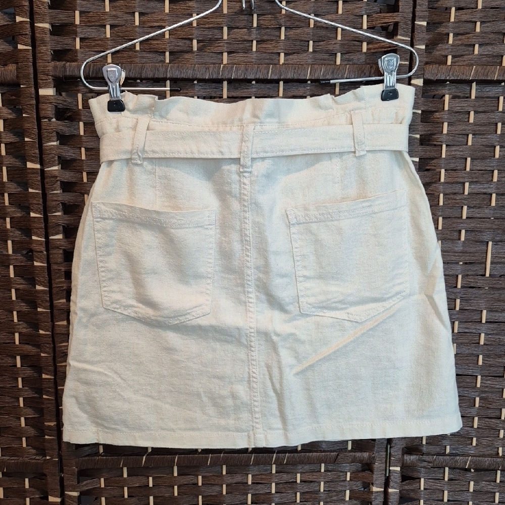 Suzy Shier Light Cream Linen Blend Skirt - Picture 3 of 6